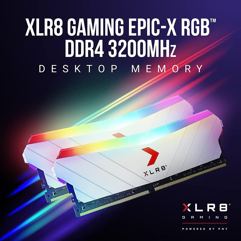 XLR8 Gaming 16GB (2X8Gb) DDR4 DRAM 3200Mhz (PC4-25600) CL16 1.35V RGB Dual Channel Desktop (DIMM) Memory White Edition – MD16GK2D4320016XWRGB