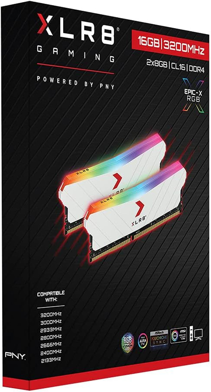 XLR8 Gaming 16GB (2X8Gb) DDR4 DRAM 3200Mhz (PC4-25600) CL16 1.35V RGB Dual Channel Desktop (DIMM) Memory White Edition – MD16GK2D4320016XWRGB