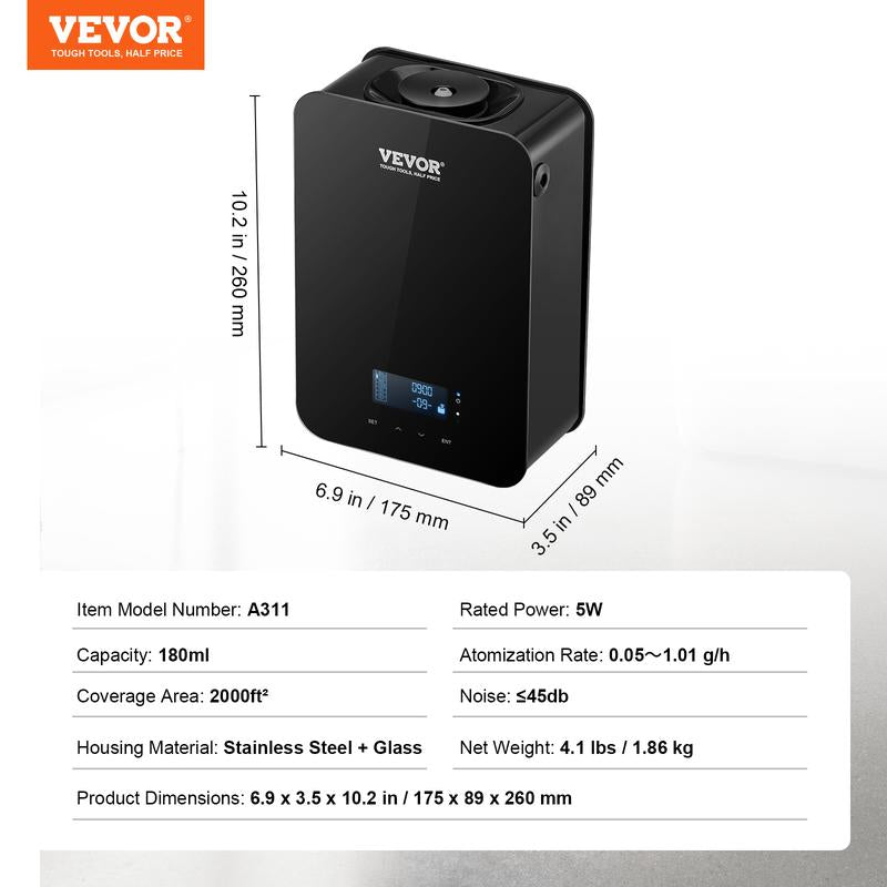 VEVOR Scent Air Machine, Various Specifications, Bluetooth Smart Essential Oil Diffuser, Waterless HVAC Scent Diffuser with Cold Air Technology, Aromatherapy Diffuser Machine for Home, Office, Hotel