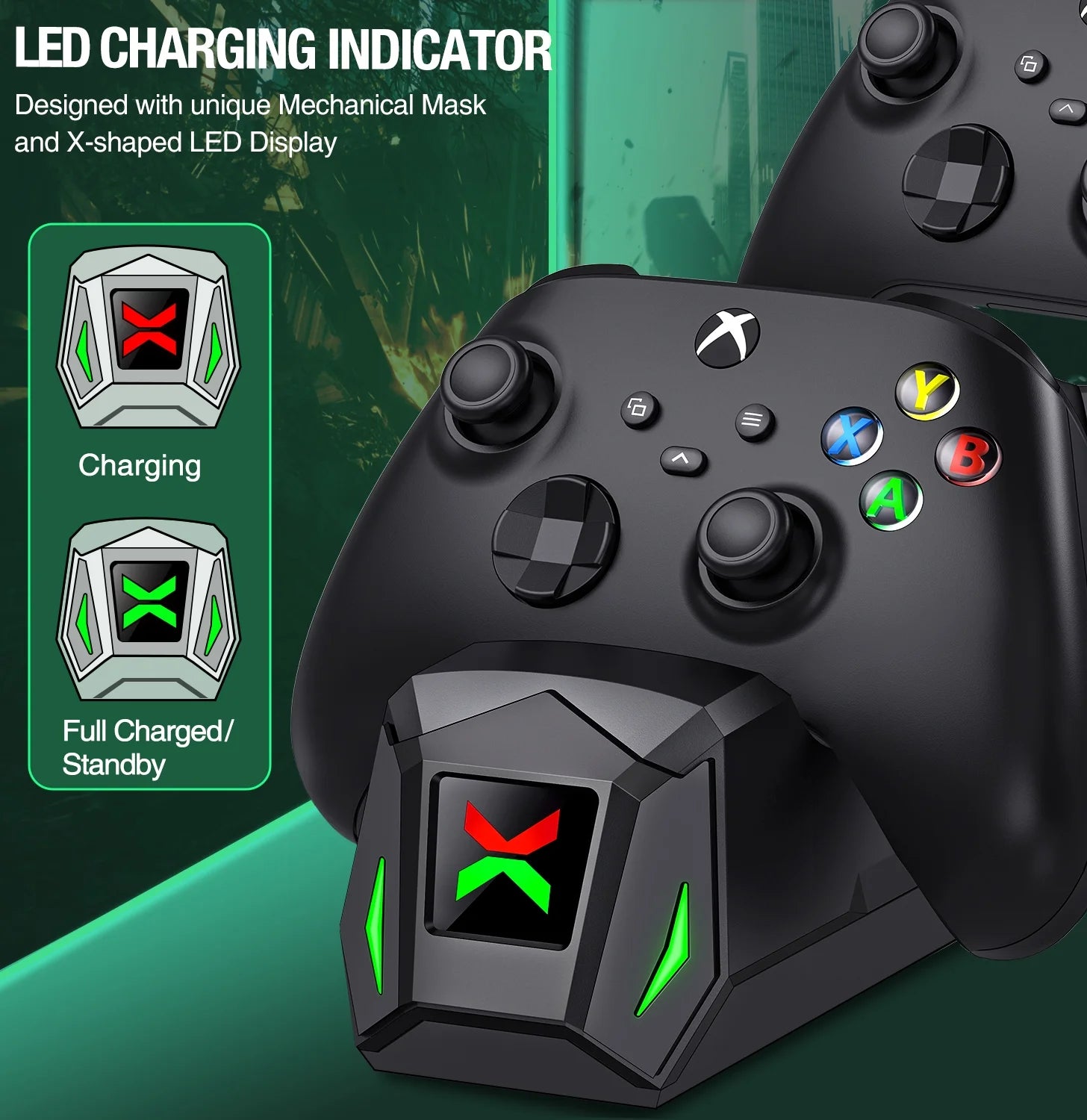 Xbox Controller Charger, Xbox Controller Charging Station with 2*2550Mah Rechargeable Battery Packs for Xbox Series X/S/One X/S/Elite