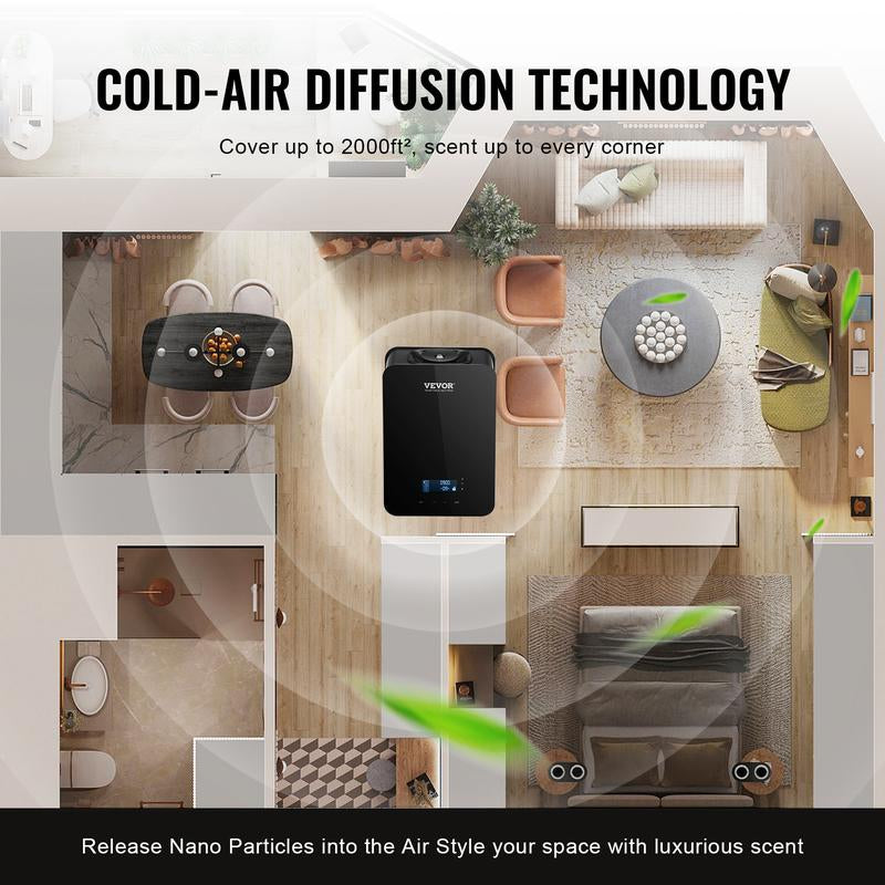 VEVOR Scent Air Machine, Various Specifications, Bluetooth Smart Essential Oil Diffuser, Waterless HVAC Scent Diffuser with Cold Air Technology, Aromatherapy Diffuser Machine for Home, Office, Hotel